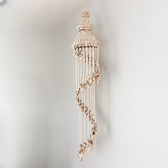 Vintage Other - Vintage LARGE Hanging Sea Shell Chandelier Art Boho Cottage Waterfall Wind Chime
